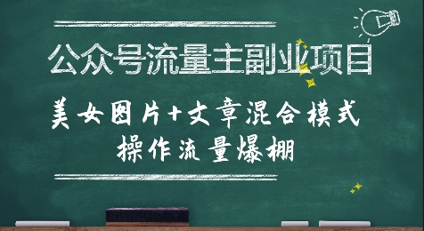公众号流量主副业项目，美女图片+文章混合模式操作流量爆棚-网创资源总站
