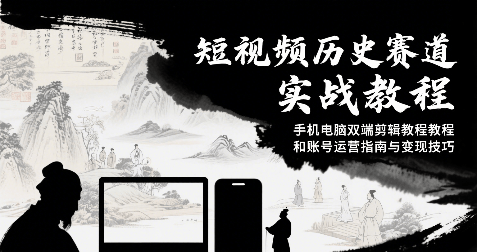 短视频历史赛道实战教程，手机电脑双端剪辑教程和账号运营指南与变现技巧-网创资源总站