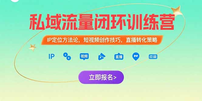 私域流量闭环训练营：IP定位方法论，短视频创作技巧，直播转化策略-网创资源总站