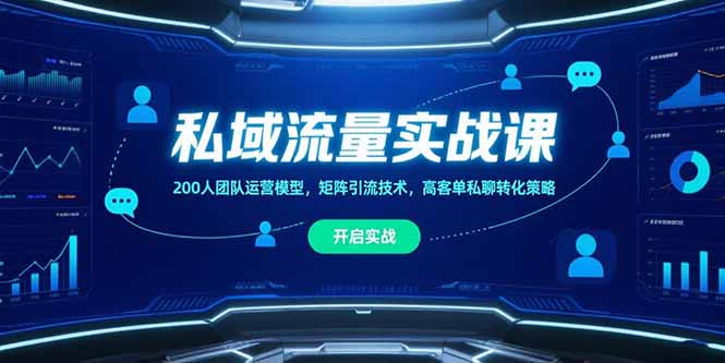 私域流量实战课，200人团队运营模型，矩阵引流技术，高客单私聊转化策略-网创资源总站