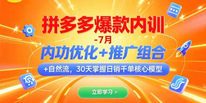 拼多多爆款内训-7月 内功优化+推广组合+自然流 30天掌握日销千单核心模型-网创资源总站