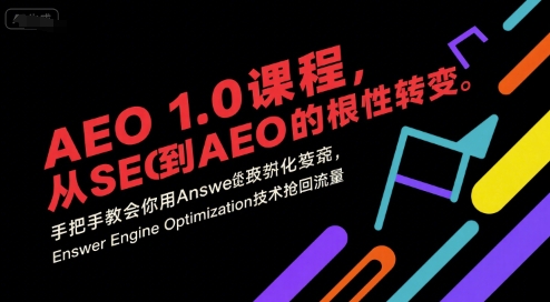 AEO 1.0 课程，从SEO到AE0的基命性转变，手把手教会你用AnswerEngineOptimization技术抢回流量-网创资源总站