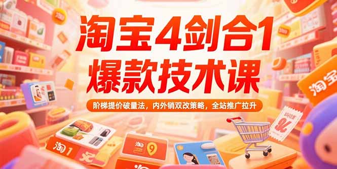 淘宝4剑合1爆款技术课73期：阶梯提价破量法，内外销双改策略 全站推广拉升-网创资源总站