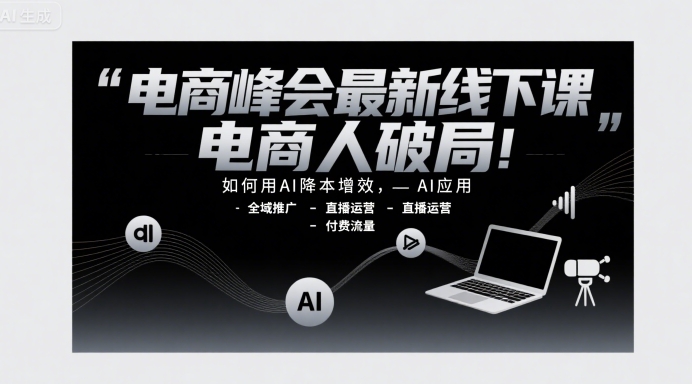 电商峰会最新线下课，电商人破局，如何用AI降本增效，AI应用-全域推广-直播运营-付费流量-网创资源总站