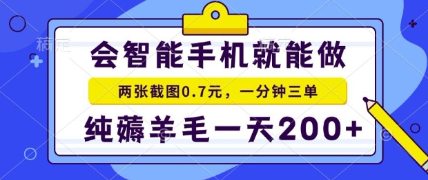2025年零撸手机项目，二十秒一单，纯薅羊毛，一天200+做就有【揭秘】-网创资源总站