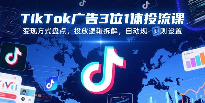 TikTok广告3位1体投流课，变现方式盘点，投放逻辑拆解，自动规则设置-网创资源总站
