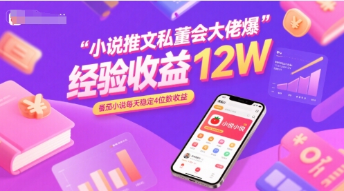小说推文私董会大佬爆单经验分享收益12W，番茄小说每天稳定4位数收益-网创资源总站