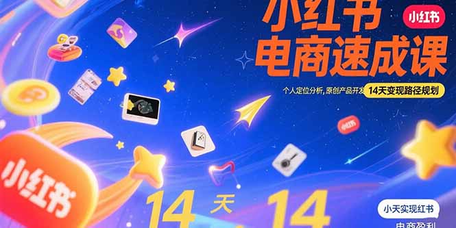 小红书虚拟电商速成课：个人定位分析，原创产品开发，14天变现路径规划-网创资源总站