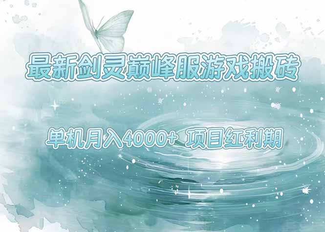 最新剑灵巅峰服游戏搬砖，项目红利期，单机稳定4000+操作简单好上手-网创资源总站