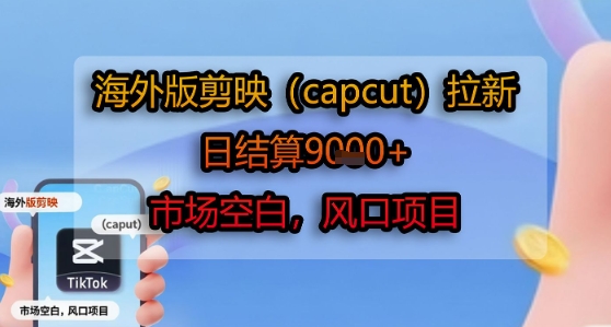 海外版剪映(capcut)拉新，日结算1k+，市场空白，风口项目-网创资源总站