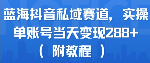蓝海抖音私域赛道，实操单账号当天变现288+(附教程)-网创资源总站