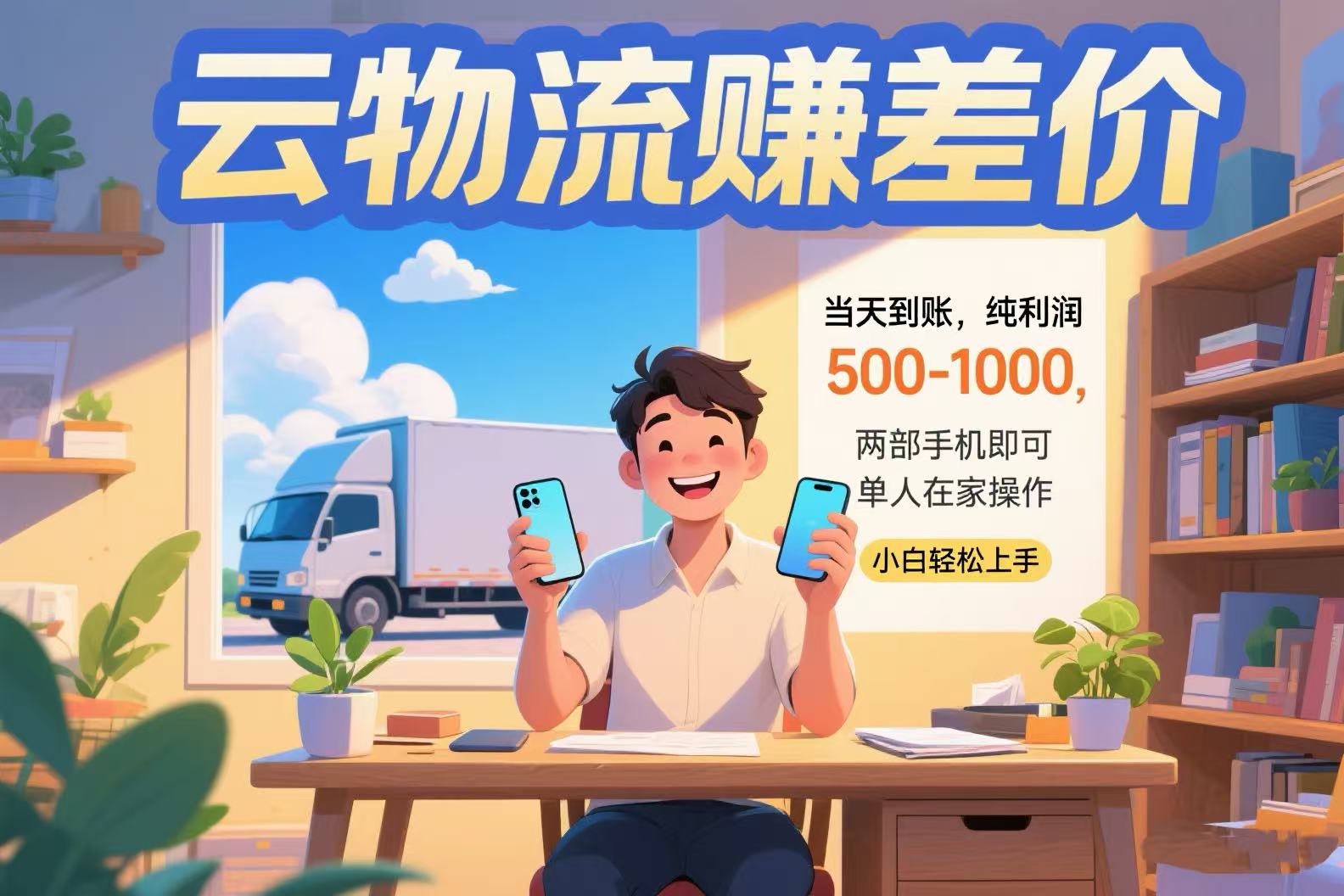 云物流赚差价 当天到账纯利润500-1000 两部手机即可 可单人在家操作 小…-网创资源总站