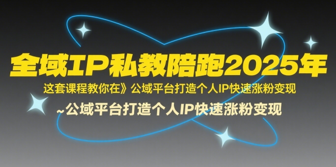 全域IP私教陪跑2025年，这套课程教你在公域平台打造个人IP快速涨粉变现-网创资源总站