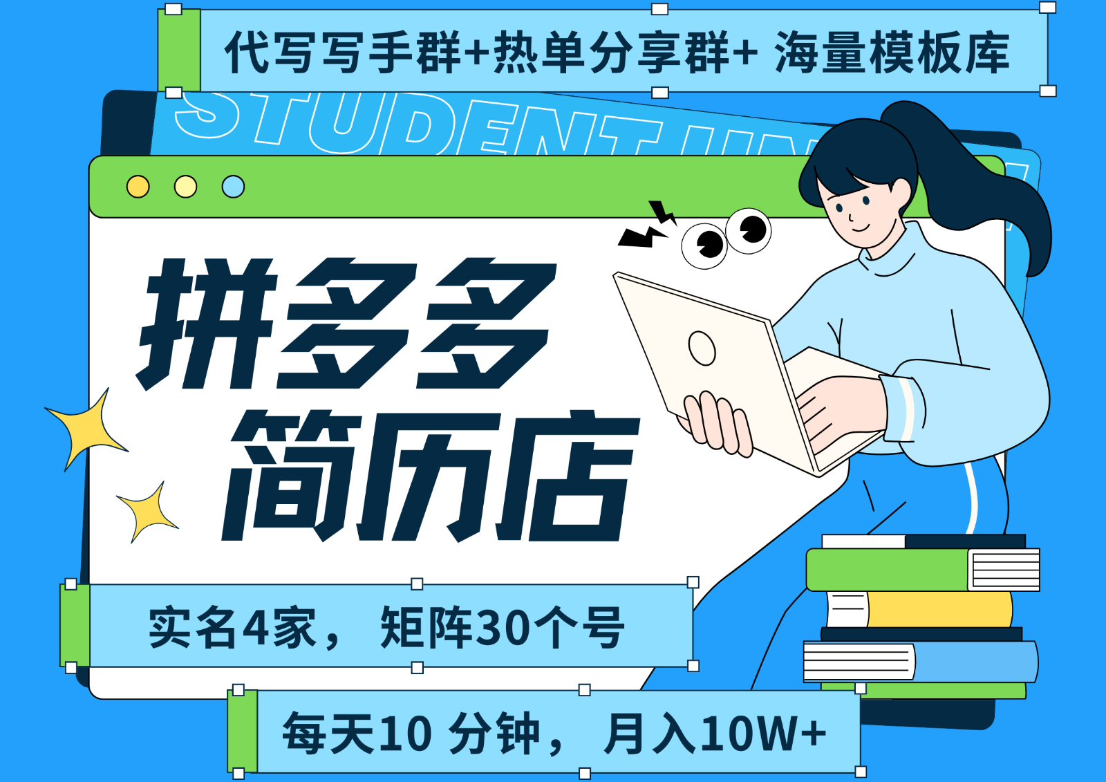 拼多多电商 拼多多 虚拟资料 简历 海报代写 全SOP流程 毫无保留分享(含后端资料)-网创资源总站