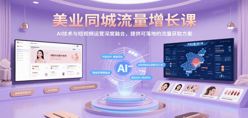 美业同城流量增长课，AI技术与短视频运营深度融合，提供可落地的流量获取方案-网创资源总站