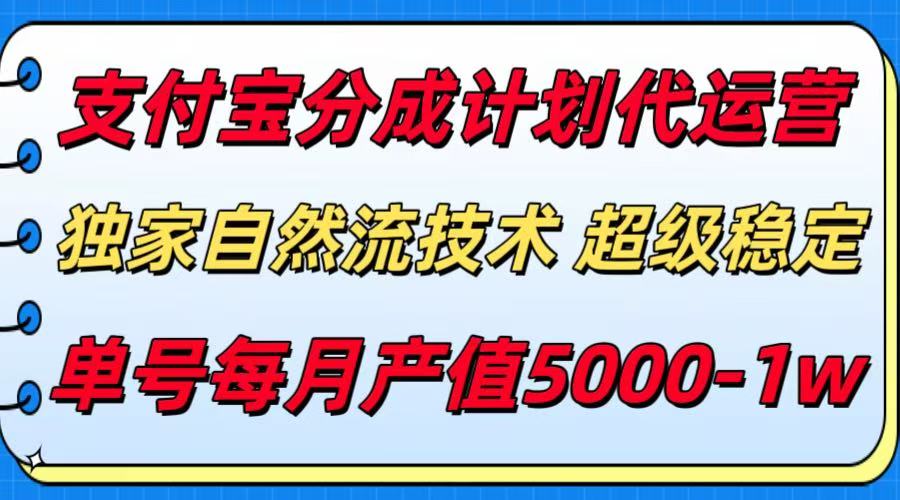支付宝分成计划代运营，独家自然流技术，收益稳定，单号月产5000＋-网创资源总站