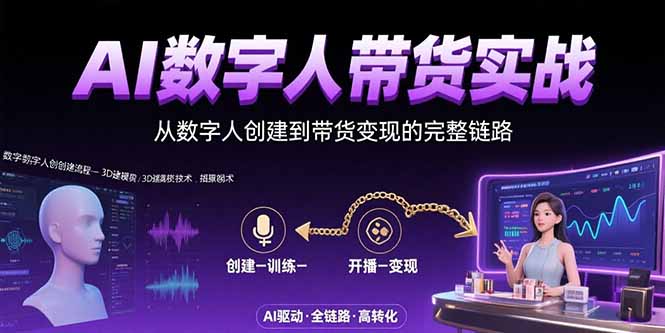 AI数字人+带货实战：从数字人创建到带货变现的完整链路-网创资源总站