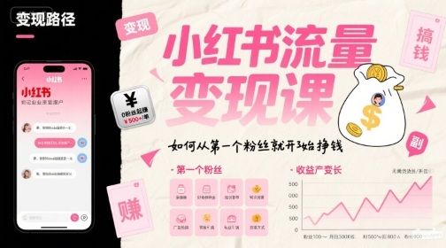 小红书流量变现课，如何从第一个粉丝就开始挣钱-网创资源总站