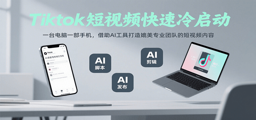 Tiktok短视频快速冷启动，一台电脑一部手机，借助AI工具打造媲美专业团队的短视频内容-网创资源总站