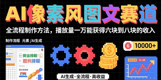 AI像素风图文赛道：全流程制作方法，播放量一万能获得6块到8块的收入-网创资源总站