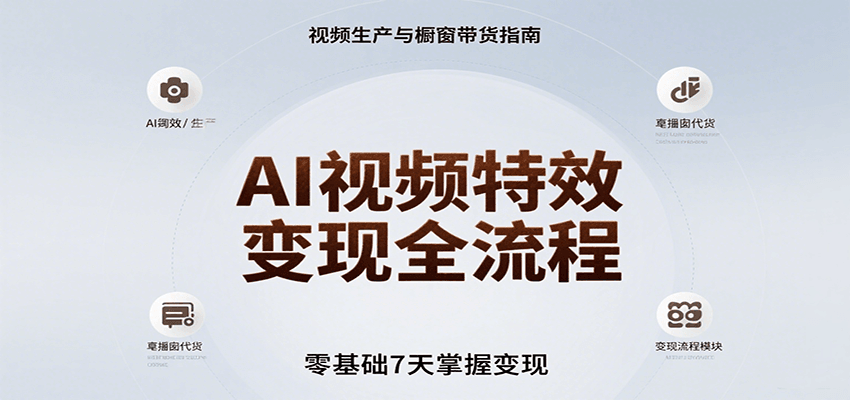 AI视频特效变现全流程，零基础7天掌握视频生产到橱窗带货变现-网创资源总站