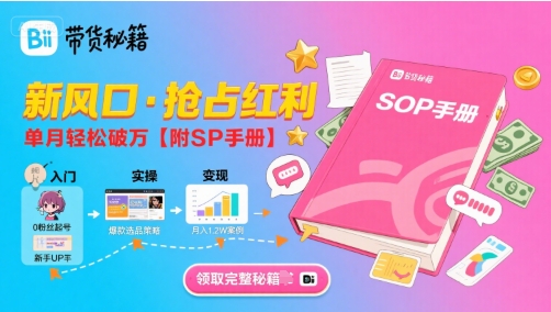 B站哔哩哔哩带货秘籍，新风口，抢占红利，单月轻松破万【附SOP手册】-网创资源总站