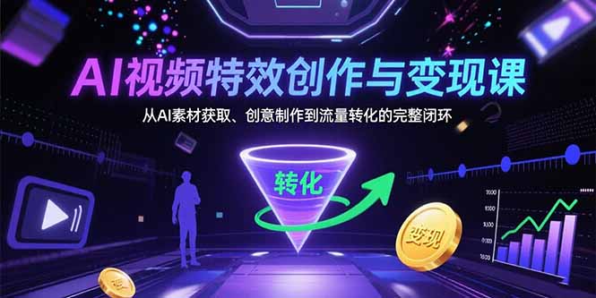 AI视频特效创作与变现课：从AI素材获取、创意制作到流量转化的完整闭环-网创资源总站