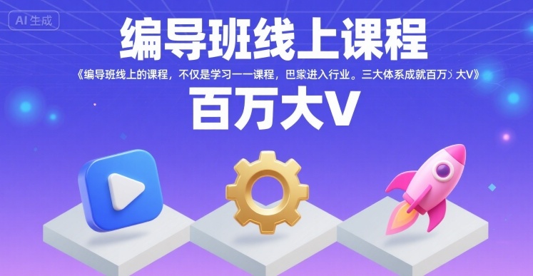 编导班线上课程，不仅是学习一门课程，更是进入一个行业，三大体系成就百万大V-网创资源总站