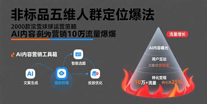 非标品五维人群定位法，2000款滚雪球运营策略，AI内容营销10万流量引爆-网创资源总站