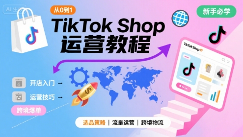 TikTok Shop从0到1运营教程，TikTok跨境电商新手必学课程-网创资源总站