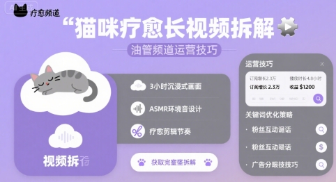 猫咪疗愈长视频拆解 &油管频道运营技巧-网创资源总站