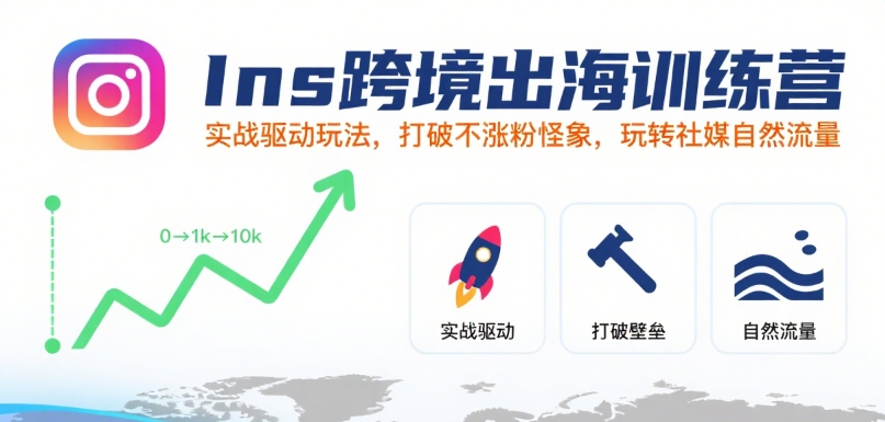 Ins跨境出海训练营，实战驱动玩法，打破不涨粉怪象，玩转社媒自然流量-网创资源总站