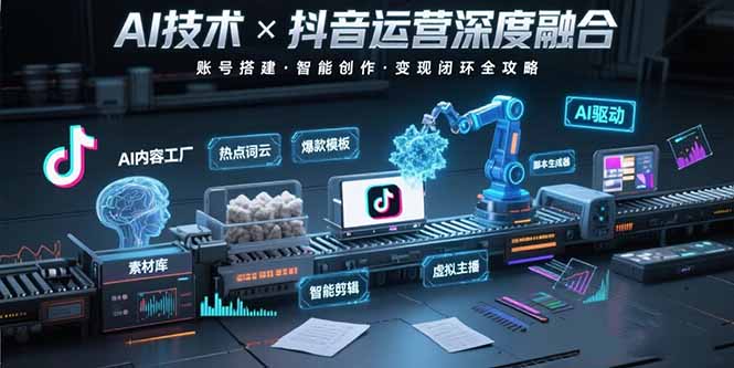 AI技术与抖音运营的深度融合应用：涵盖账号搭建、内容创作、收益变现等-网创资源总站