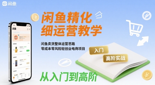 闲鱼精细化运营入门+高阶实战教学，闲鱼卖货整体运营思路，零成本零风险轻创业电商项目-网创资源总站