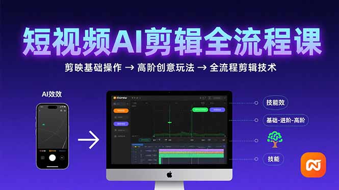 短视频AI剪辑技能，从剪映基础操作到高阶创意玩法，全流程剪辑技术-网创资源总站