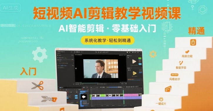 短视频AI剪辑教学视频课，入门到精通-网创资源总站