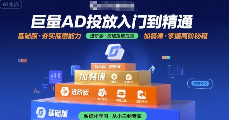 巨量AD投放入门到精通，基础版+进阶版+加餐课-网创资源总站