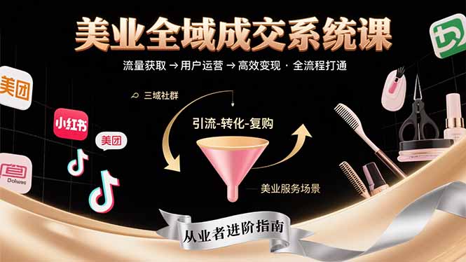 美业全域成交系统课程：帮助美业从业者打通从流量获取到高效变现全流程-网创资源总站