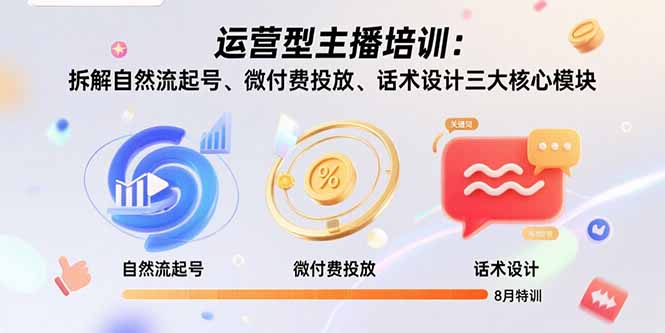 运营型主播培训：拆解自然流起号、微付费投放、话术设计三大核心模块-8月-网创资源总站