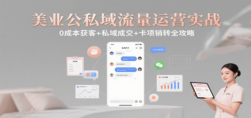 美业公私域流量运营实战：0成本获客+私域成交+卡项销转全攻略-网创资源总站