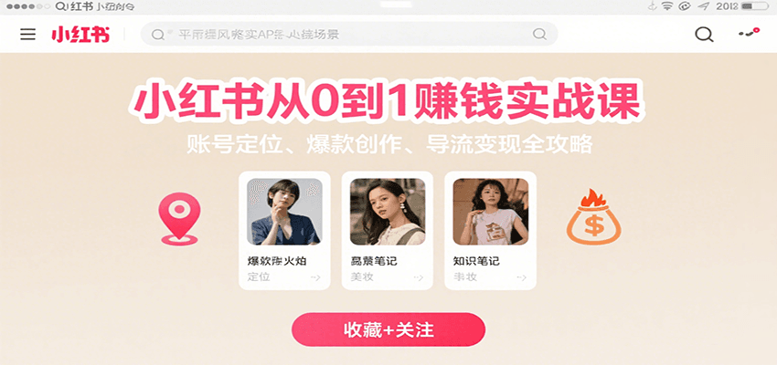 小红书从0到1赚钱实战课：账号定位、 爆款创作 、导流变现全攻略-网创资源总站