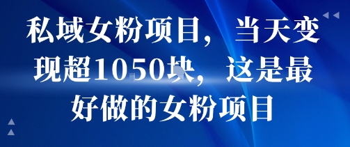 私域女粉项目，当天变现超1k，这是最好做的女粉项目，可放大操作-网创资源总站