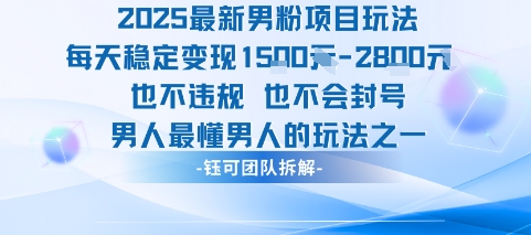 2025最新男粉项目玩法每天变现1k+也不违规也不会封号男人最懂男人的玩法-网创资源总站