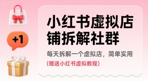 小红书虚拟店铺拆解社群，每天拆解一个虚拟店，简单实用(赠送小红书虚拟教程)-网创资源总站