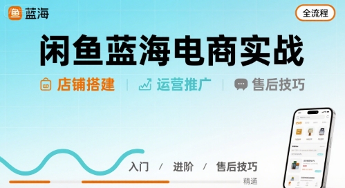 闲鱼蓝海电商实战，店铺搭建运营售后全流程-网创资源总站