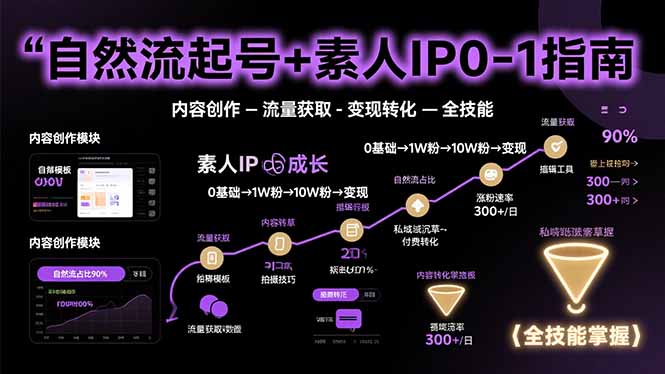 自然流起号+素人IP0-1指南，快速掌握内容创作-流量获取-变现转化-全技能-网创资源总站