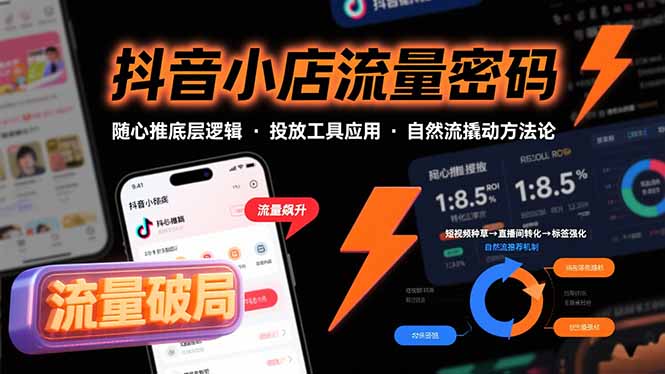 抖音小店流量密码，随心推底层逻辑，投放工具应用，自然流撬动核心方法论-网创资源总站