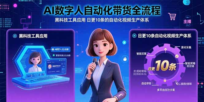 AI数字人自动化带货全流程：黑科技工具应用 日更10条的自动化视频生产体系-网创资源总站