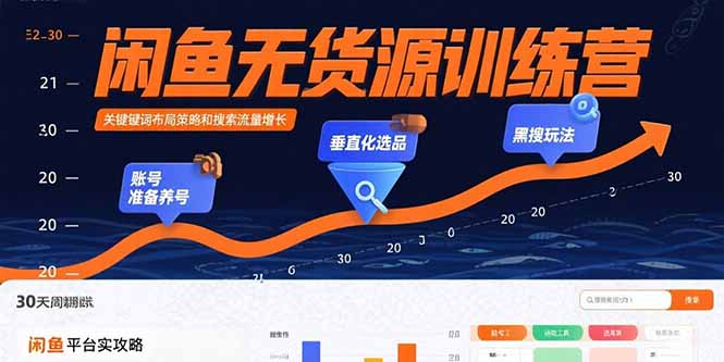 闲鱼无货源训练营：账号准备养号/垂直化选品/黑搜玩法，0基础30天盈利指南-网创资源总站
