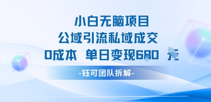 小白无脑项目公域引流私域成交0成本单日变现680米-网创资源总站